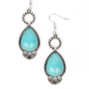 Turquoise and Silver Teardrop Earrings River Cruzin Blue Fashion Jewelry